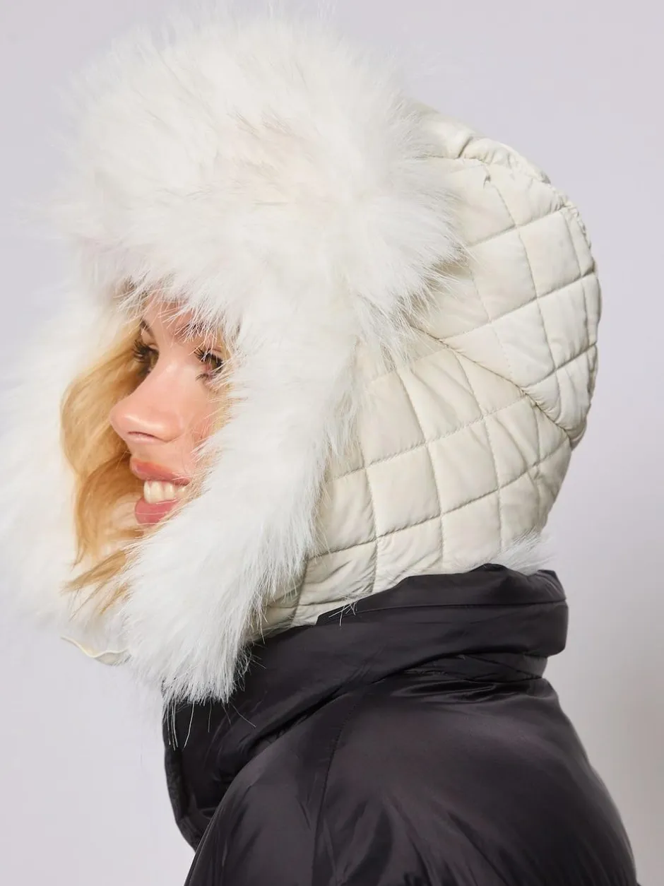 South Beach Faux Fur Ski Trapper Hat White New