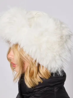 South Beach Faux Fur Ski Trapper Hat White New