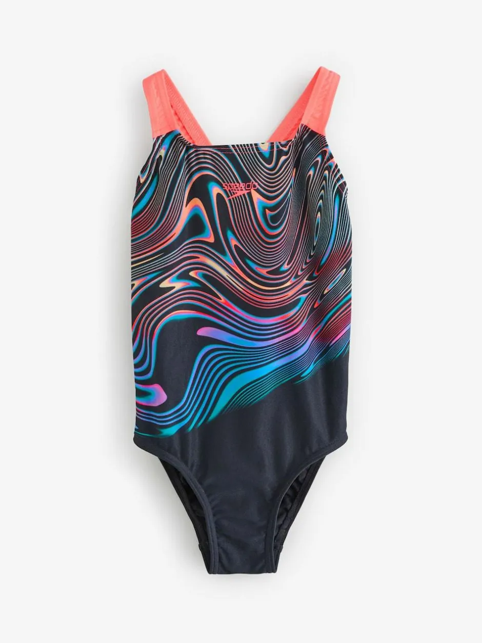 Speedo Black Digital Placement Powerback Swimsuit Hot