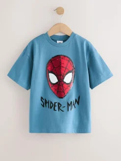 Next Spiderman Blue Flippy Sequin T-Shirt (3-16yrs) Clearance