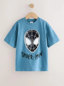 Next Spiderman Blue Flippy Sequin T-Shirt (3-16yrs) Clearance