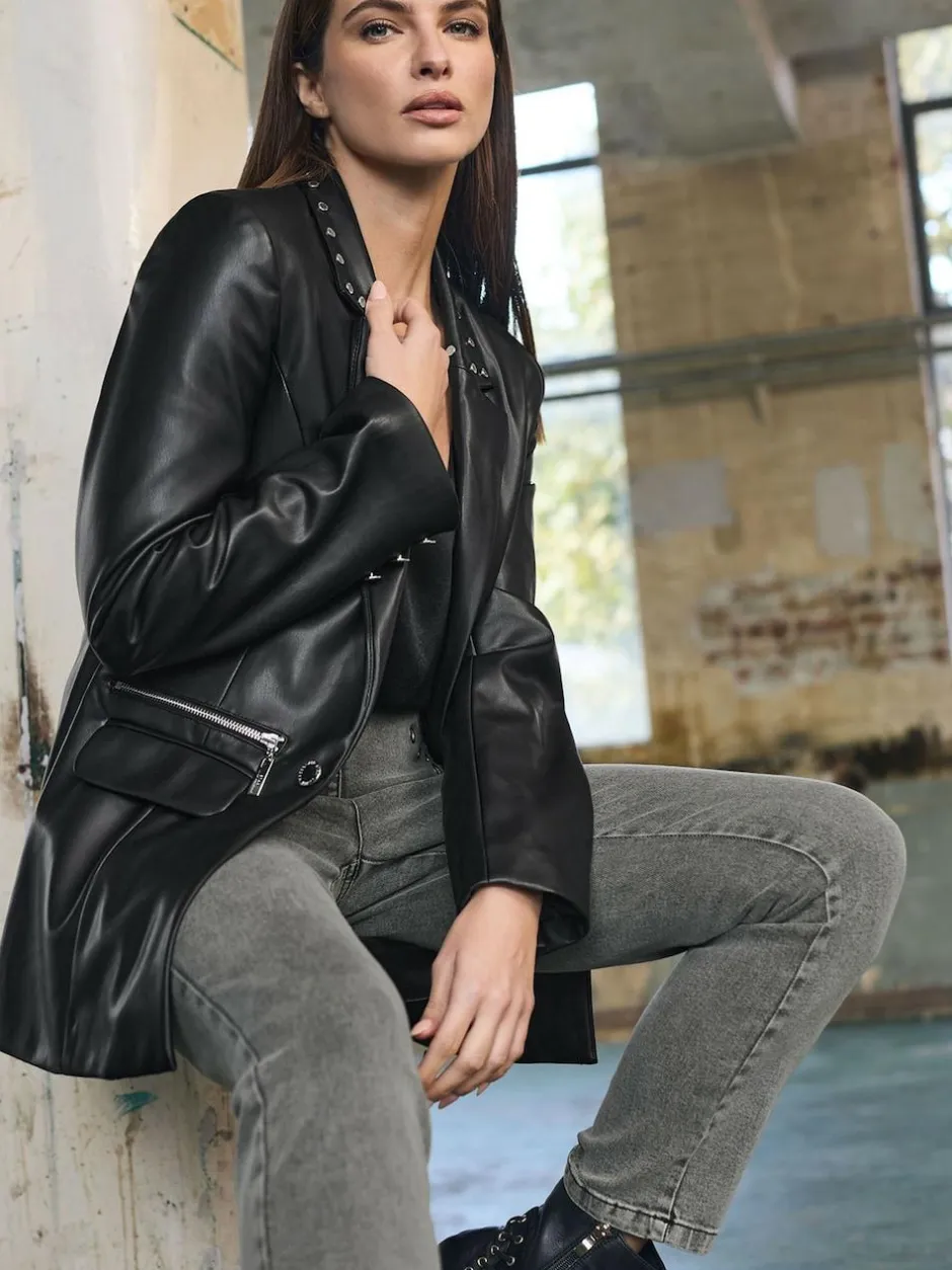 Star by Julien MacDonald Black PU Studded Collar Jacket Best