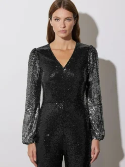 Star by Julien MacDonald Black Sequin Ombre Jumpsuit Outlet