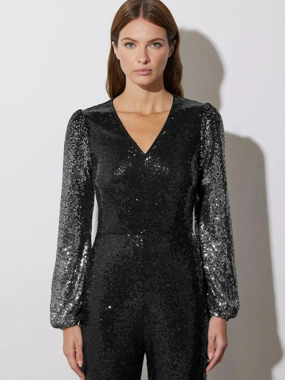 Star by Julien MacDonald Black Sequin Ombre Jumpsuit Outlet