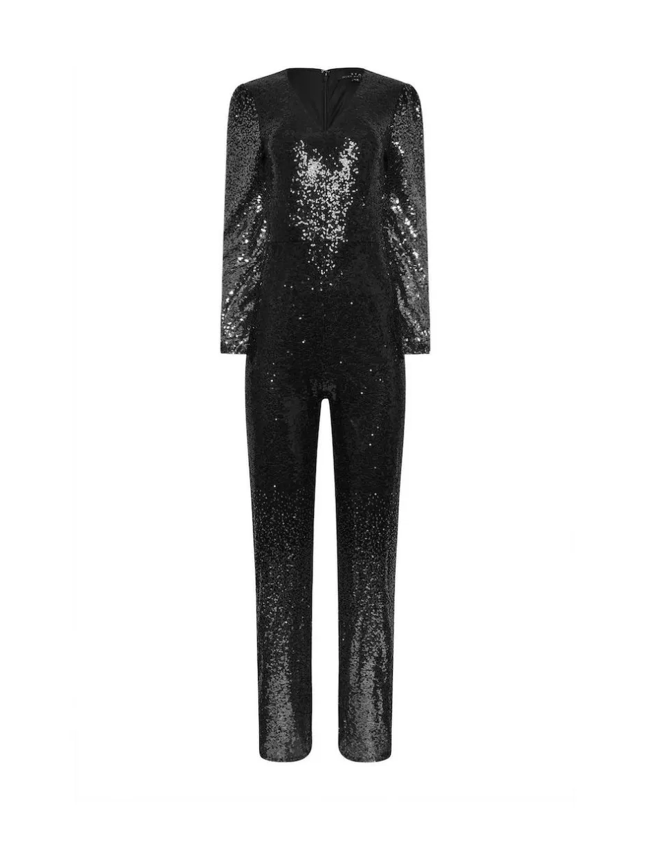 Star by Julien MacDonald Black Sequin Ombre Jumpsuit Outlet