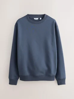 Next Steel Blue Regular Fit Heavyweight Cotton Rich Crew Neck Sweatshirt