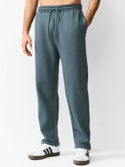 Next Steel Blue Straight Fit Relaxed Fit Brushback Heavyweight Joggers New