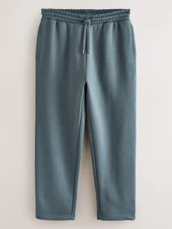 Next Steel Blue Straight Fit Relaxed Fit Brushback Heavyweight Joggers New