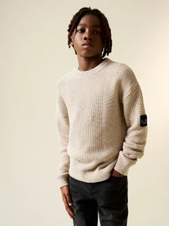 Next Stone Brown Utility Knitted Crew Neck Jumper (3-16yrs) Hot