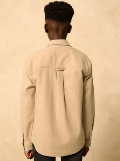 Next Brushed Overshirt (3-16yrs) Stone Outlet