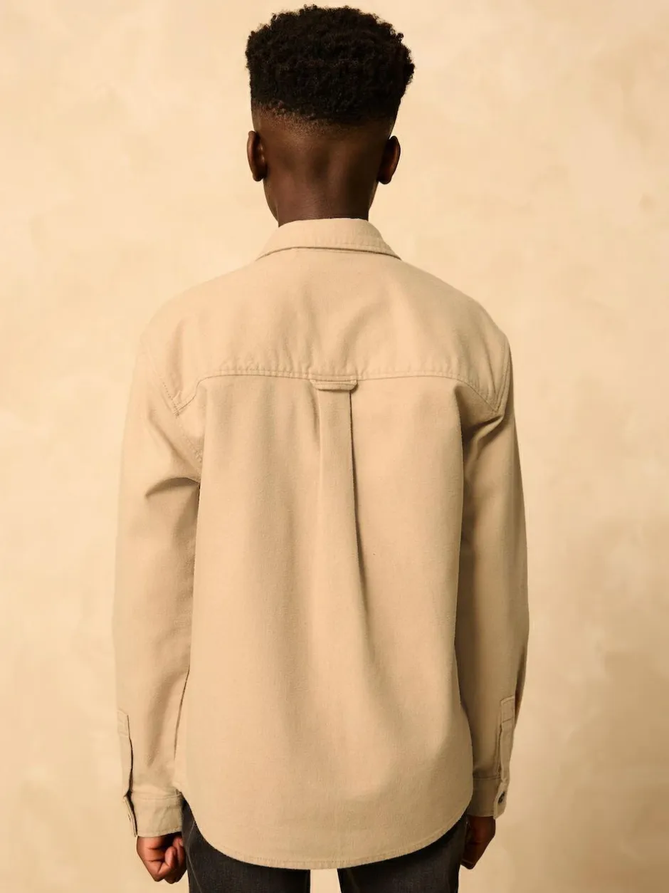 Next Brushed Overshirt (3-16yrs) Stone Outlet
