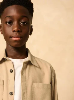 Next Brushed Overshirt (3-16yrs) Stone Outlet