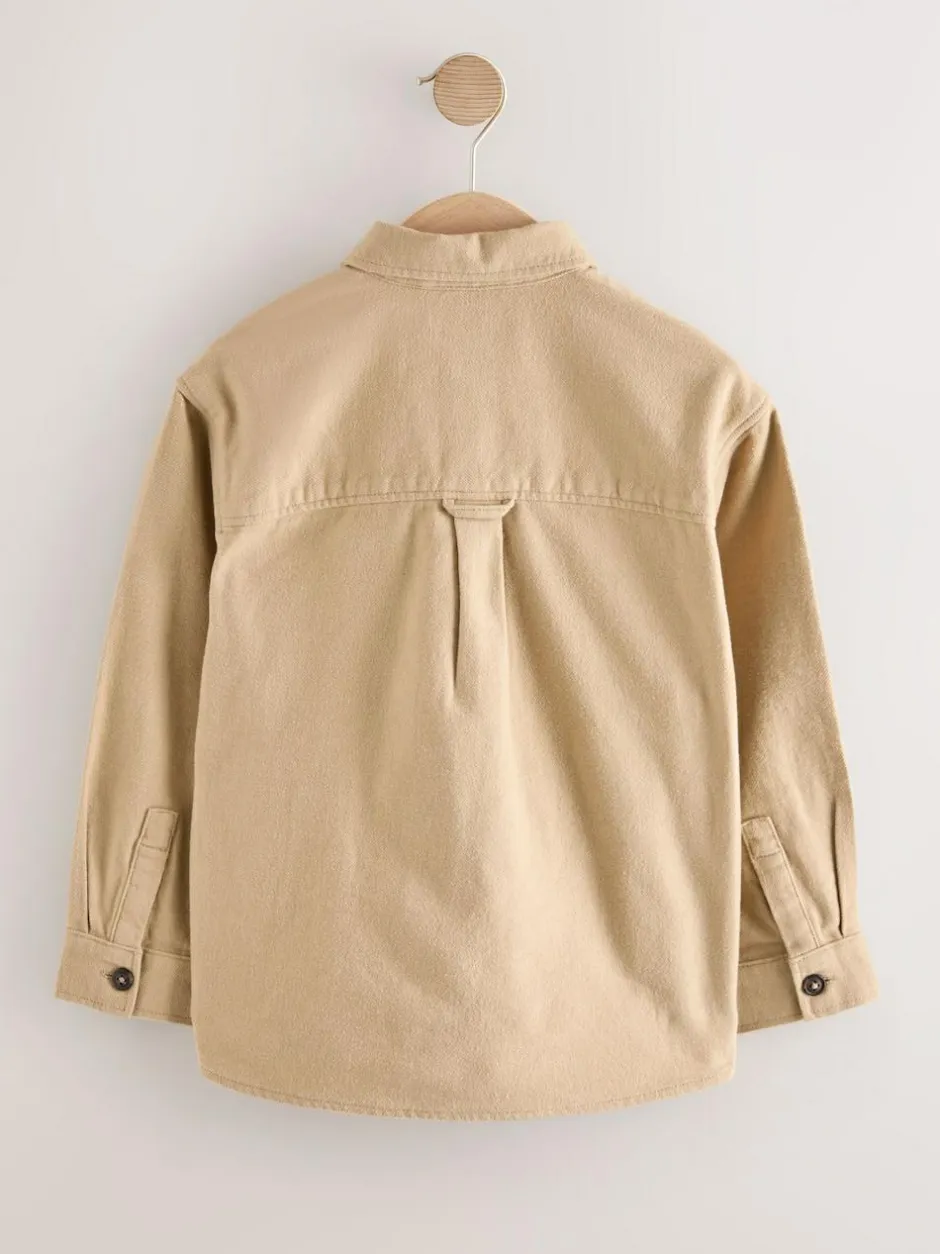Next Brushed Overshirt (3-16yrs) Stone Outlet
