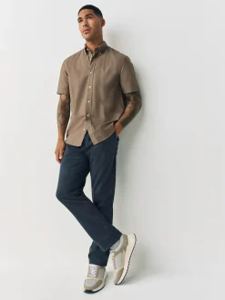 Next Stone Natural Regular Fit Short Sleeve Oxford Shirt Online