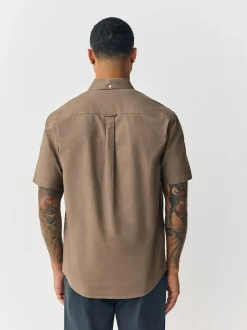 Next Stone Natural Regular Fit Short Sleeve Oxford Shirt Online