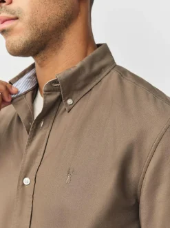 Next Stone Natural Regular Fit Short Sleeve Oxford Shirt Online