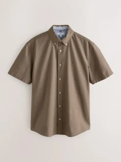 Next Stone Natural Regular Fit Short Sleeve Oxford Shirt Online