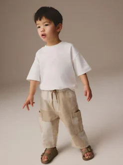 Next Stone Patchwork Wide Leg Pull On Cargo 100% Cotton Jeans (3mths-7yrs) New