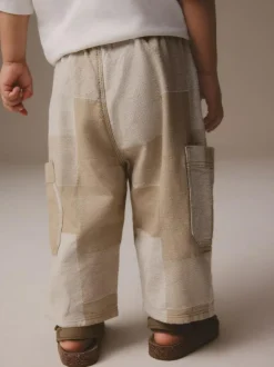 Next Stone Patchwork Wide Leg Pull On Cargo 100% Cotton Jeans (3mths-7yrs) New