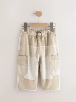 Next Stone Patchwork Wide Leg Pull On Cargo 100% Cotton Jeans (3mths-7yrs) New