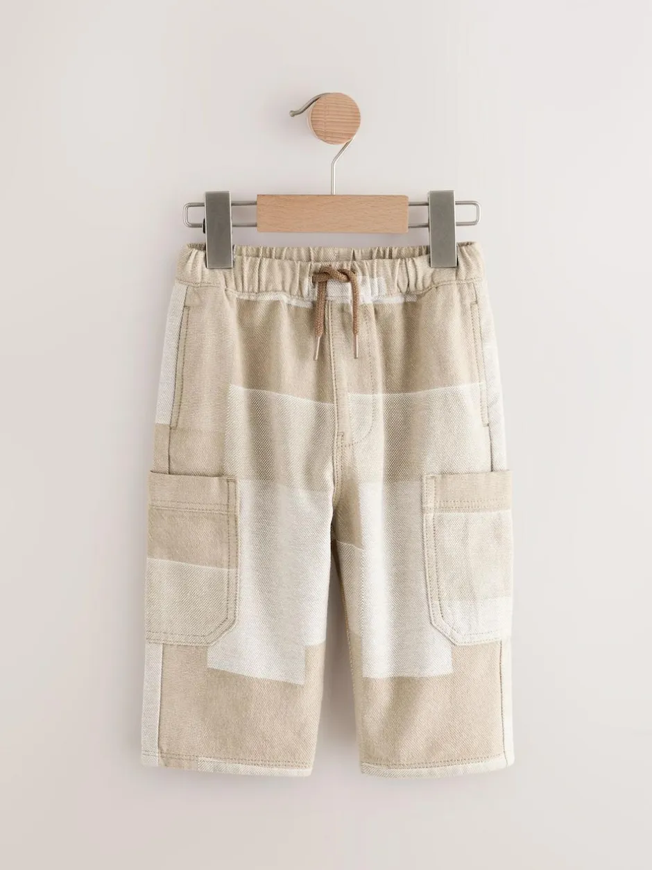 Next Stone Patchwork Wide Leg Pull On Cargo 100% Cotton Jeans (3mths-7yrs) New