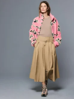 Next Pleated Midi Skirt Stone