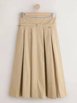 Next Pleated Midi Skirt Stone