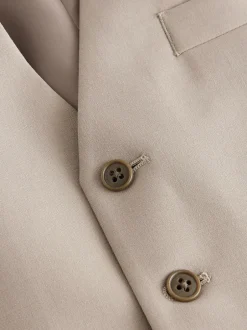 Next Regular Fit Wool Blend Motionflex Waistcoat Stone Outlet