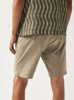 Next Relaxed Fit Stretch Chinos Shorts Stone Clearance