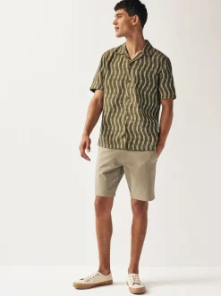 Next Relaxed Fit Stretch Chinos Shorts Stone Clearance