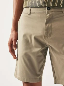 Next Relaxed Fit Stretch Chinos Shorts Stone Clearance