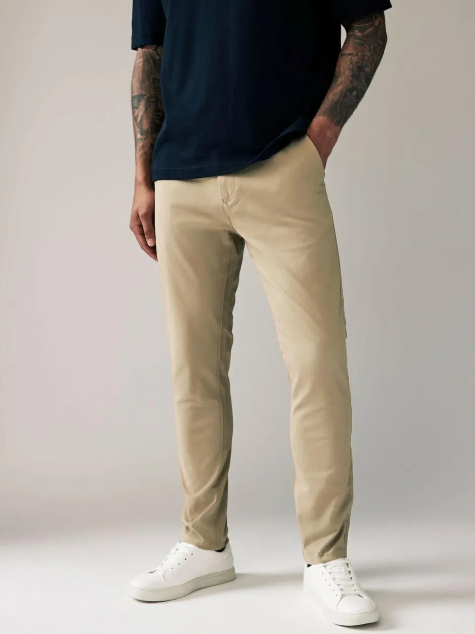 Next Stone Skinny Fit Stretch Chinos Trousers Outlet