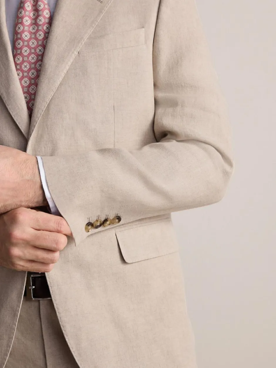 Next Slim Fit Leomaster Italian 100% Linen Suit Jacket Stone Outlet