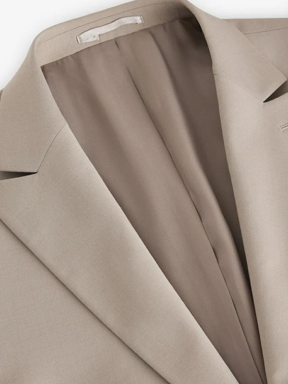 Next Slim Fit Wool Blend Motionflex Suit Jacket Stone