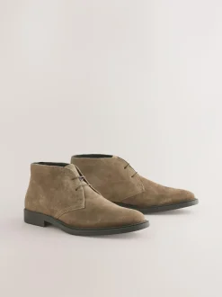 Next Smart Suede Chukka Boots Stone New