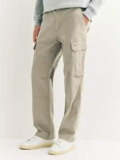 Next Stone Straight Fit Cotton Stretch Cargo Trousers Sale