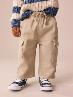 Next Wide Leg Cargo Trousers (3mths-7yrs) Stone Washed