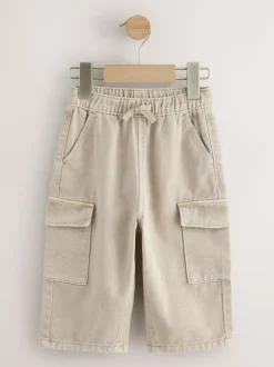 Next Wide Leg Cargo Trousers (3mths-7yrs) Stone Washed