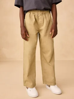 Next Wide Fit Pull On Twill Jeans (3-16yrs) Stone Outlet