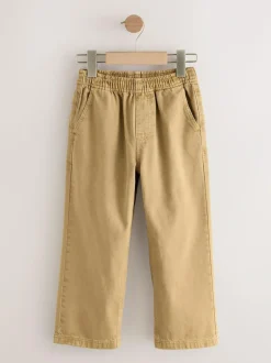 Next Wide Fit Pull On Twill Jeans (3-16yrs) Stone Outlet