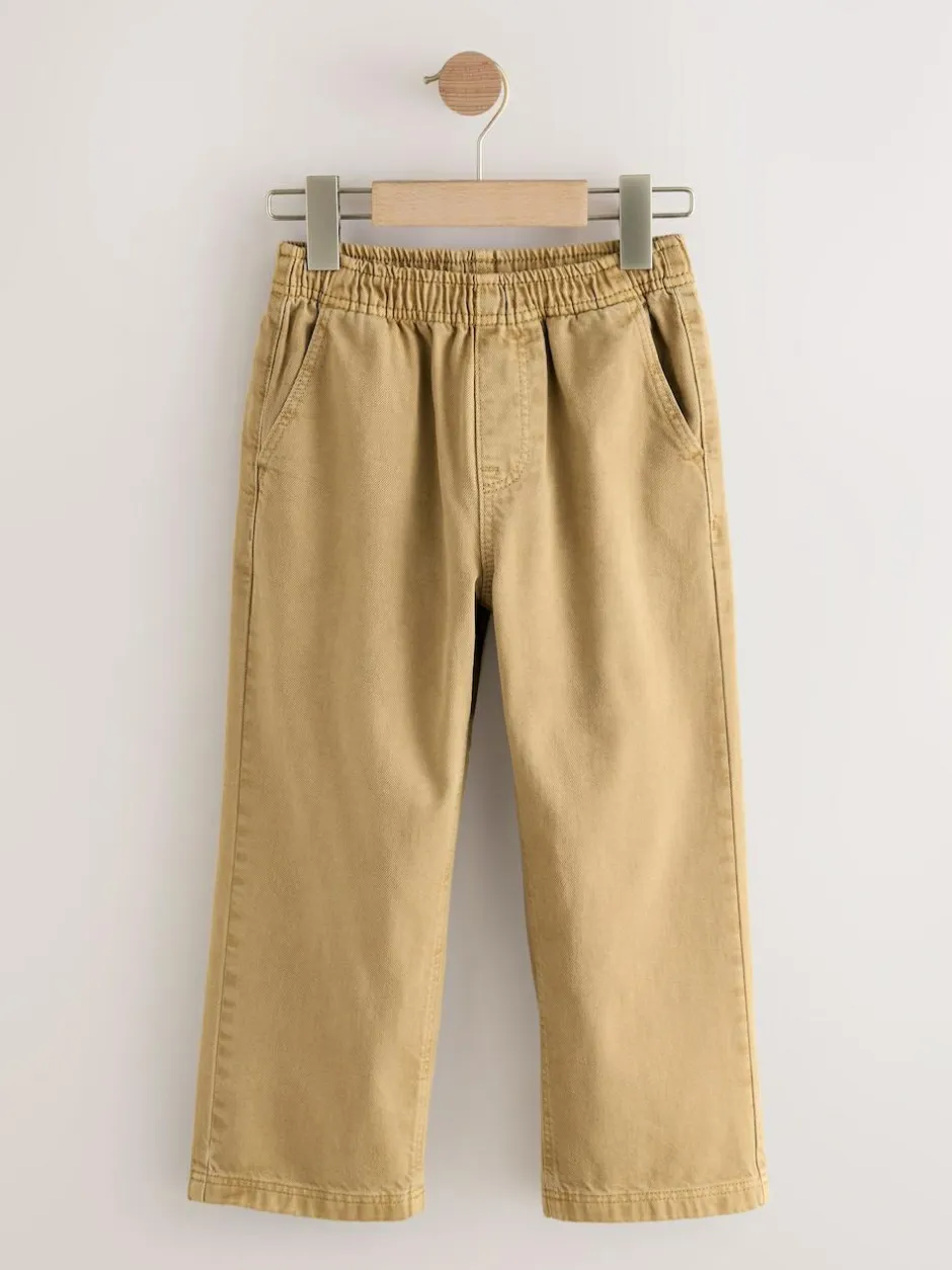 Next Wide Fit Pull On Twill Jeans (3-16yrs) Stone Outlet