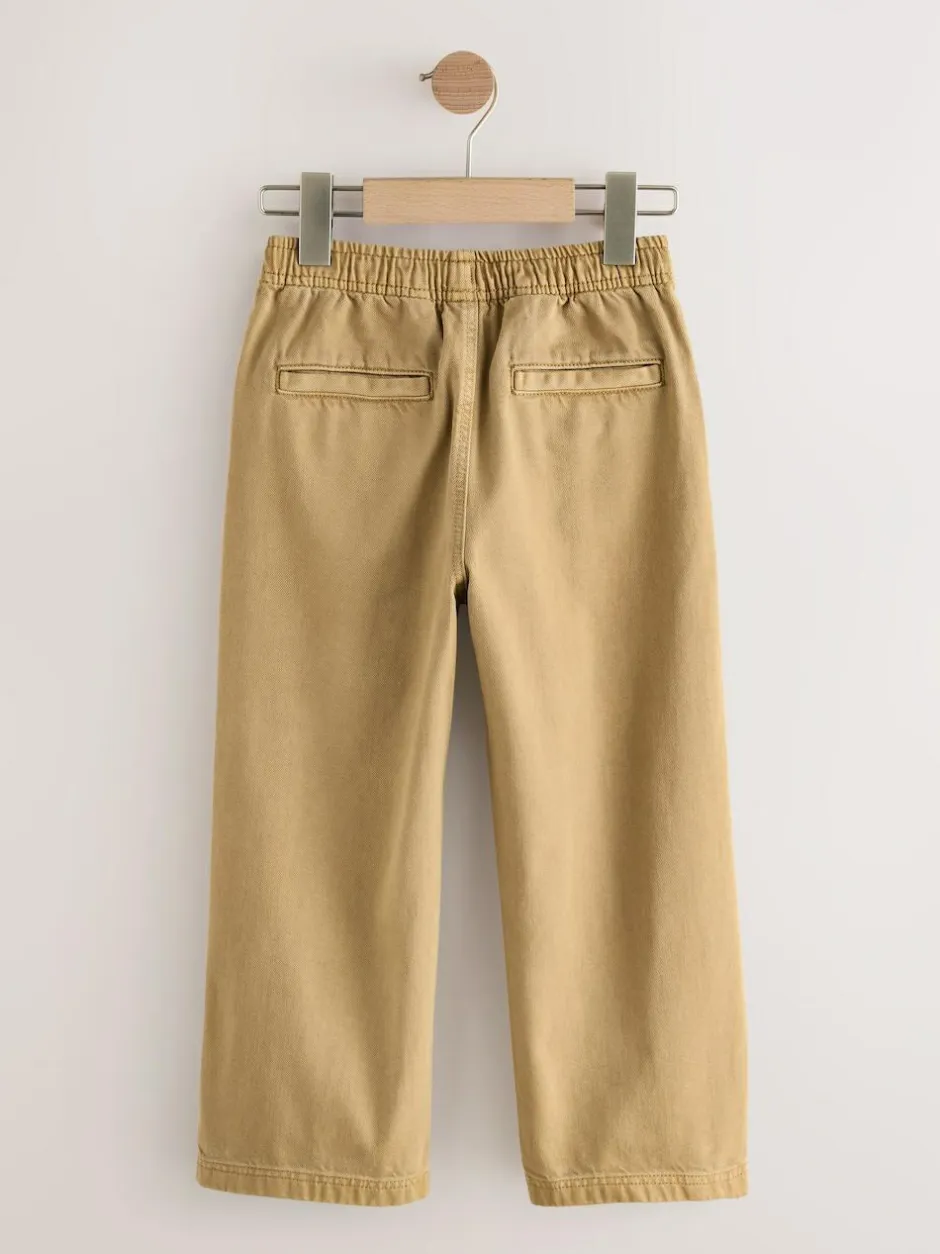Next Wide Fit Pull On Twill Jeans (3-16yrs) Stone Outlet