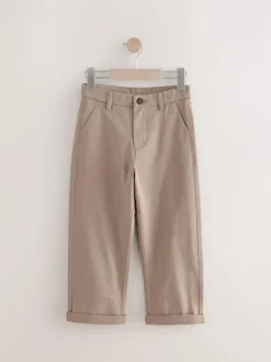 Next Wide Fit Stretch Chino Trousers (3-17yrs) Stone Hot