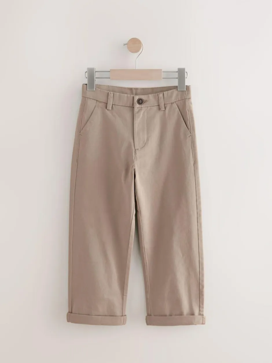 Next Wide Fit Stretch Chino Trousers (3-17yrs) Stone Hot
