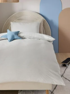 Next Stripe Supersoft 100% Cotton Percale 200 Thread Count Duvet Cover and Pillow Case Set Outlet