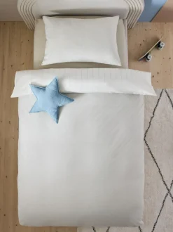 Next Stripe Supersoft 100% Cotton Percale 200 Thread Count Duvet Cover and Pillow Case Set Outlet