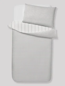 Next Stripe Supersoft 100% Cotton Percale 200 Thread Count Duvet Cover and Pillow Case Set Outlet