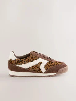 Next Lace Up Trainers Suede Leopard Print Discount