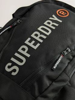 Superdry Black Back to School Logo Backpack Outlet