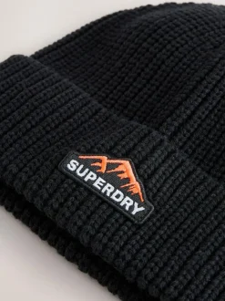 Superdry Black Beanie and Gloves Set Online